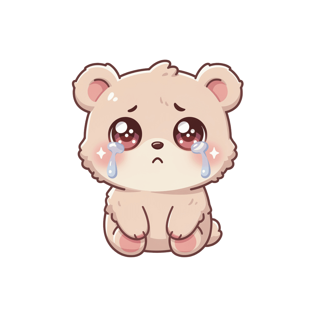 Bear Twitch emote — sad, Kawaii style