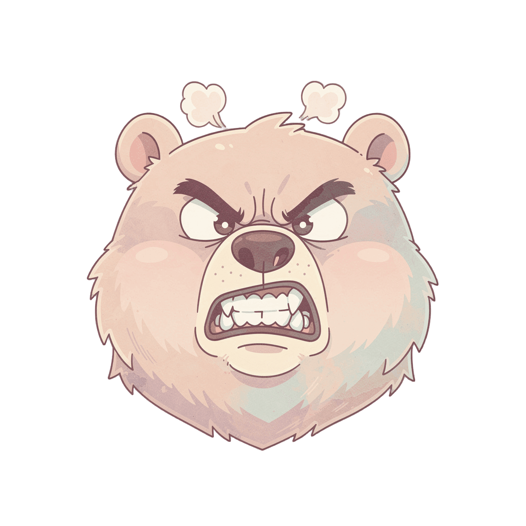 Bear Twitch emote — angry, Pastel style