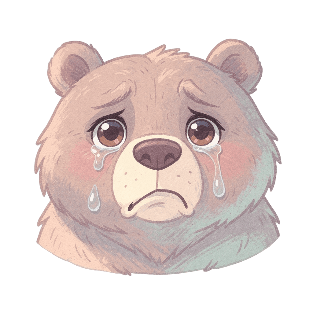 Bear Twitch emote — sad, Pastel style