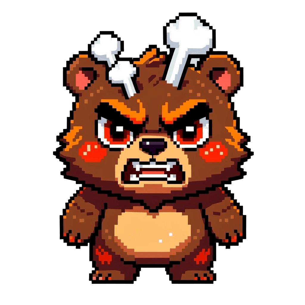 Bear Twitch emote — angry, Pixel Art style
