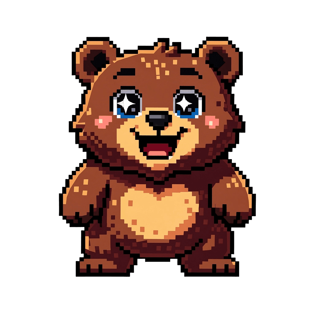 Bear Twitch emote — happy, Pixel Art style