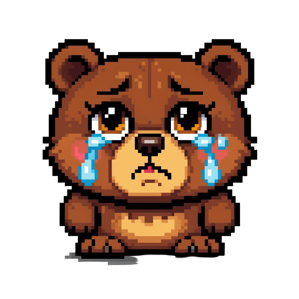 Bear Twitch emote — sad, Pixel Art style