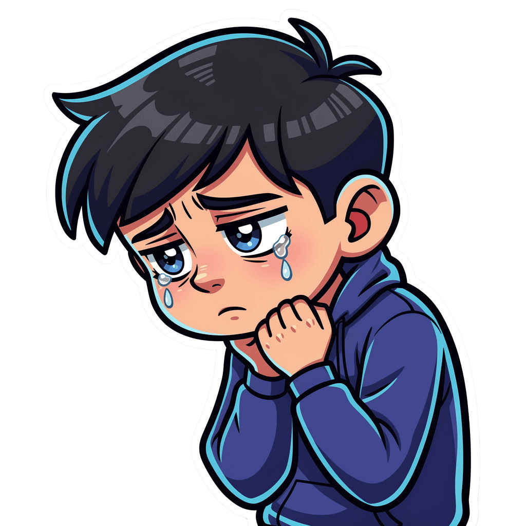 Boy Twitch emote — sad, Cartoon style