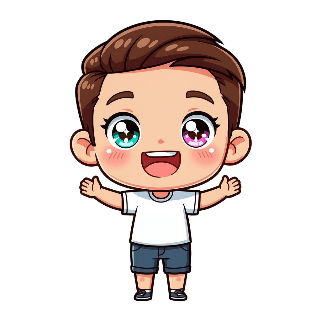 Boy Twitch emote — happy, Chibi style