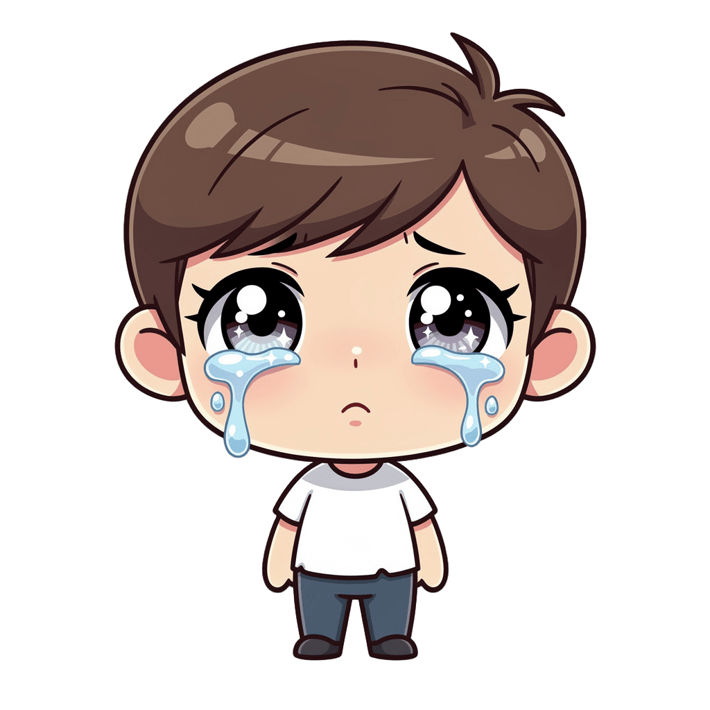 Boy Twitch emote — sad, Chibi style