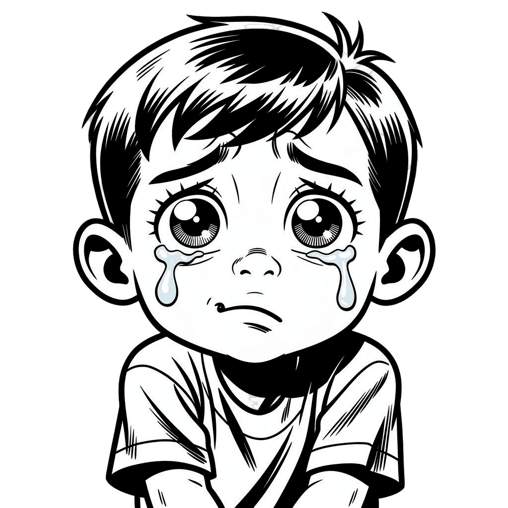 Boy Twitch emote — sad, Comic style