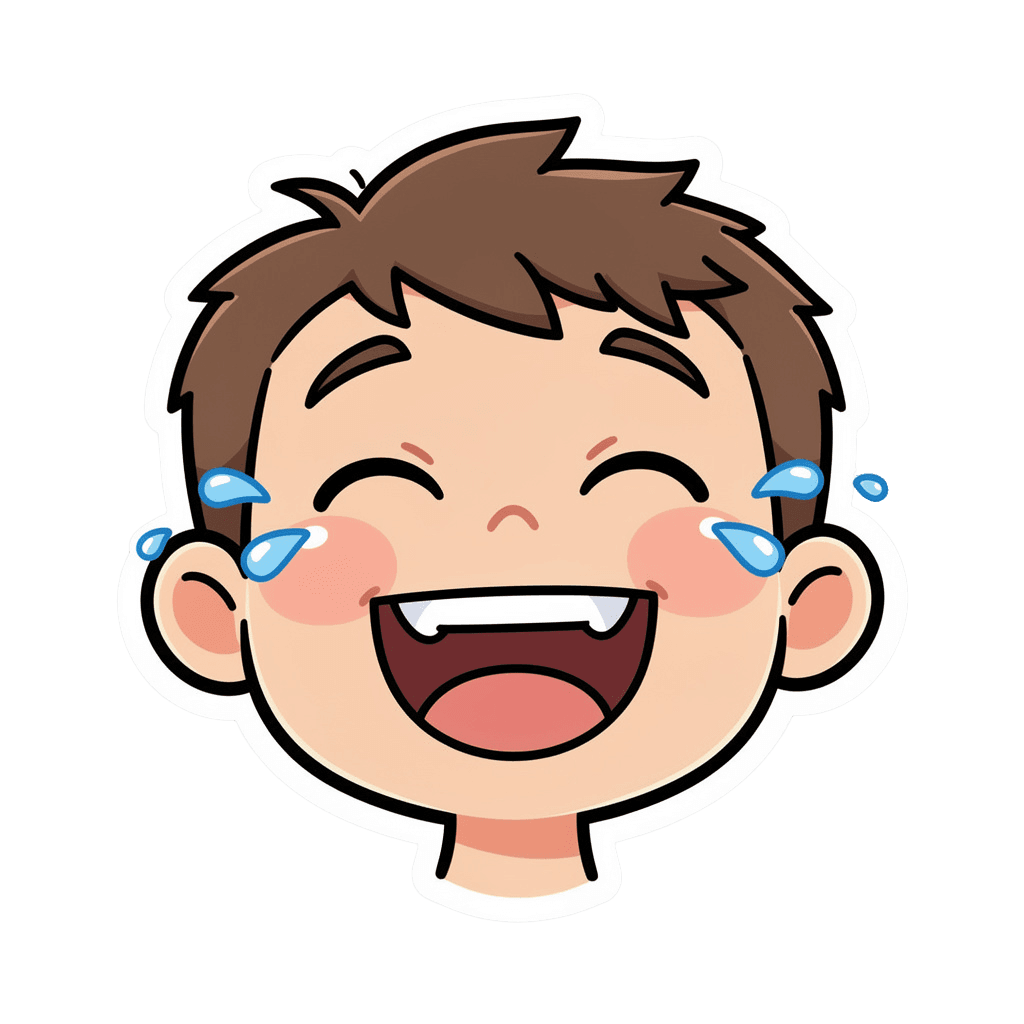 Boy Twitch emote — laughing, Sticker style