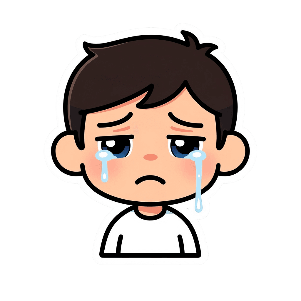 Boy Twitch emote — sad, Sticker style