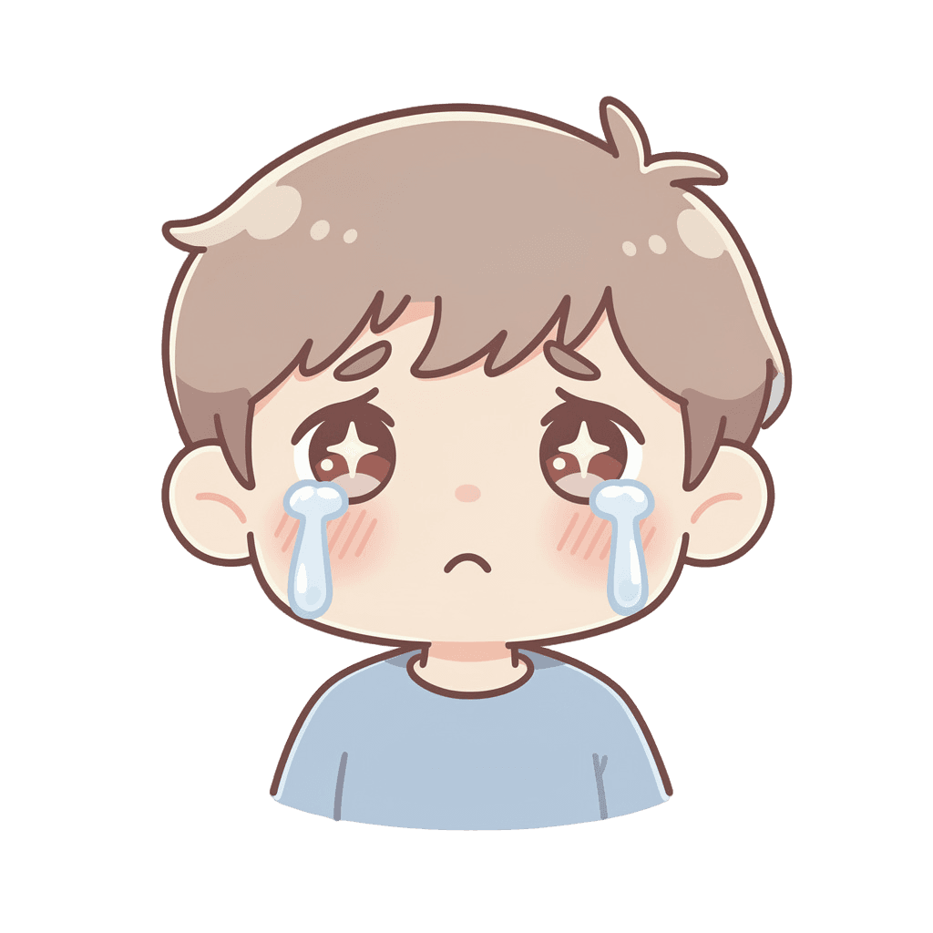 Boy Twitch emote — sad, Kawaii style