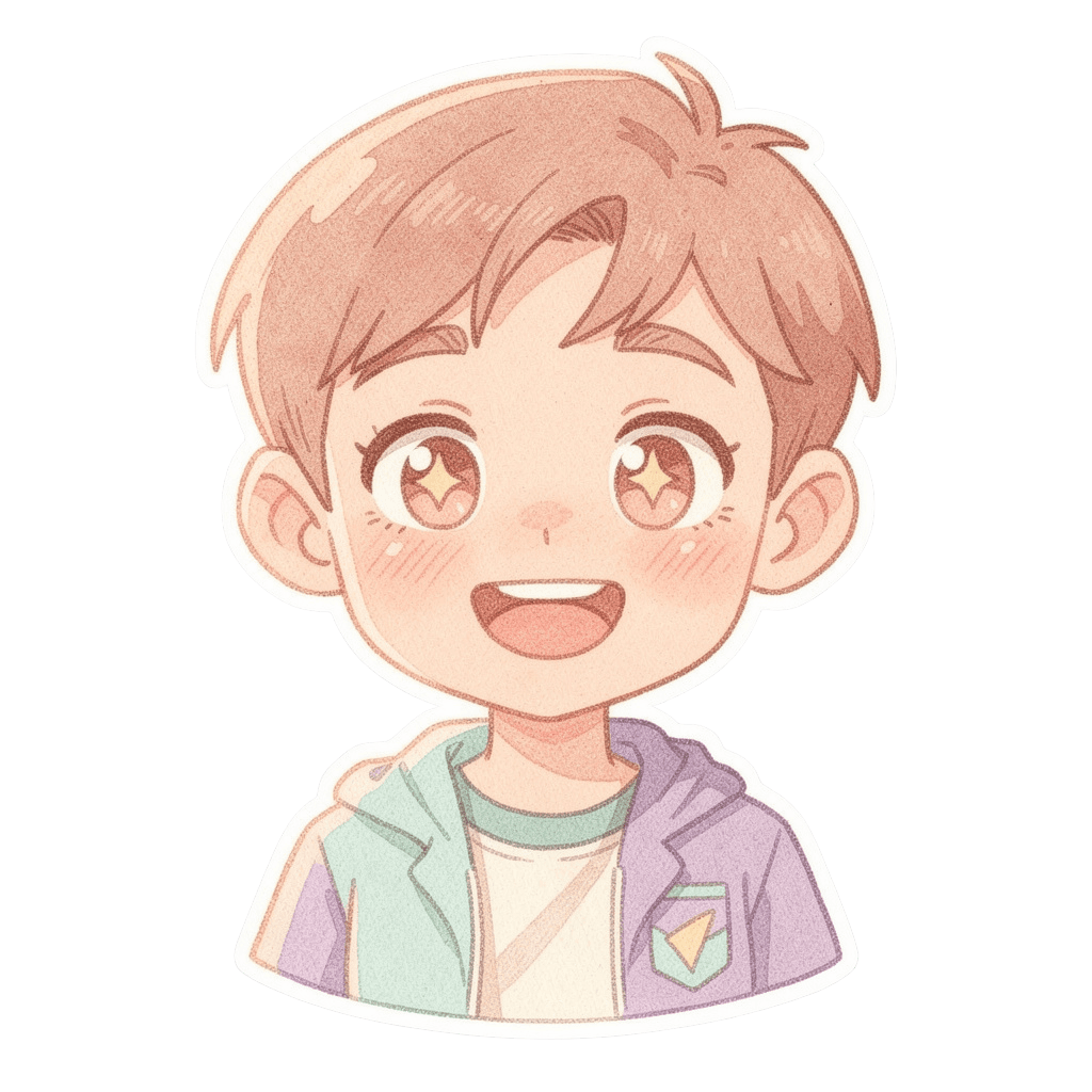 Boy Twitch emote — happy, Pastel style