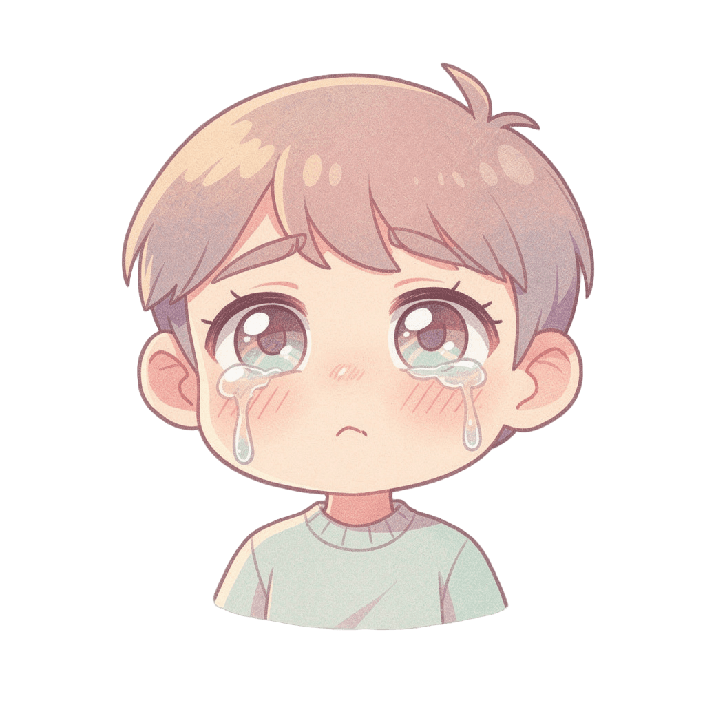 Boy Twitch emote — sad, Pastel style