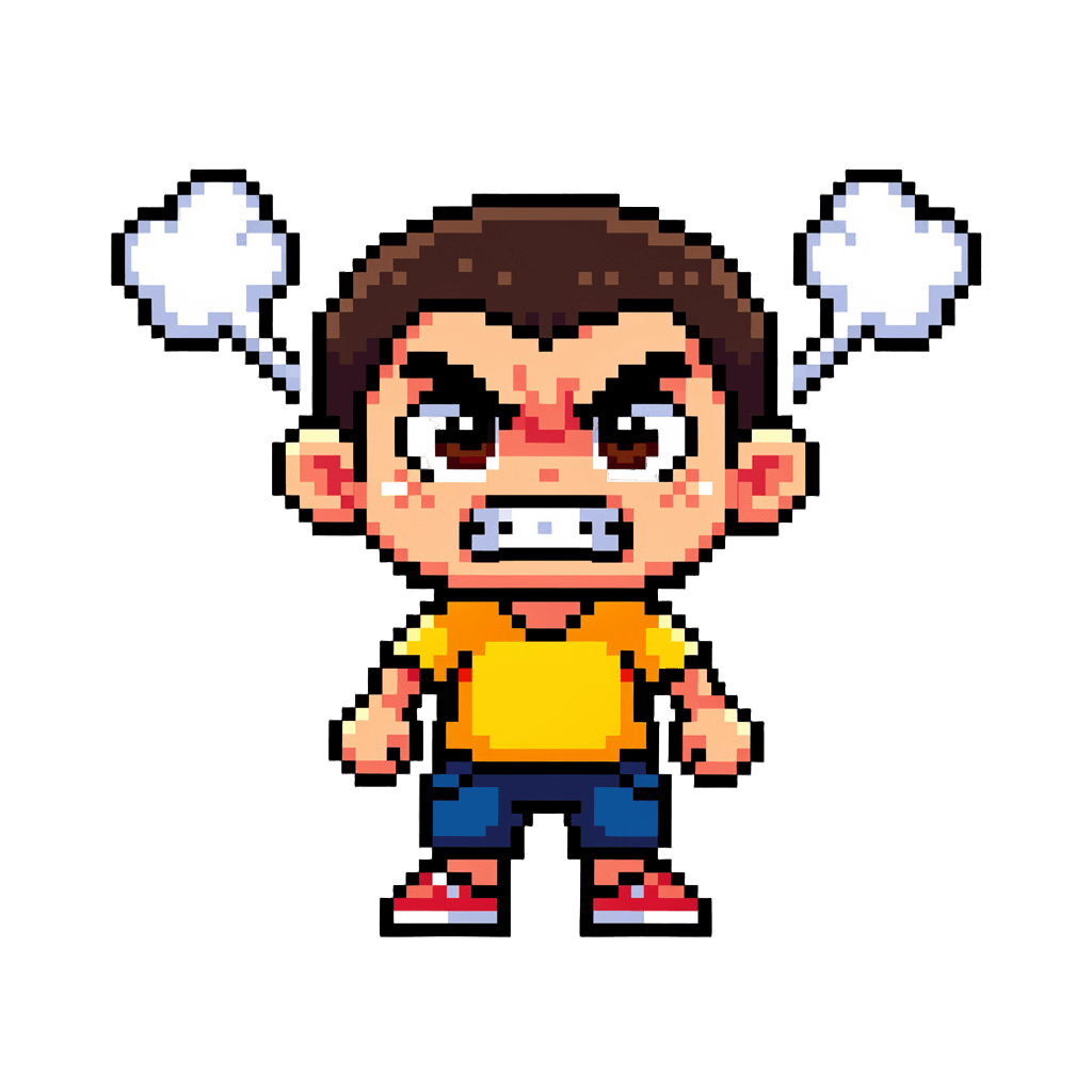 Boy Twitch emote — angry, Pixel Art style
