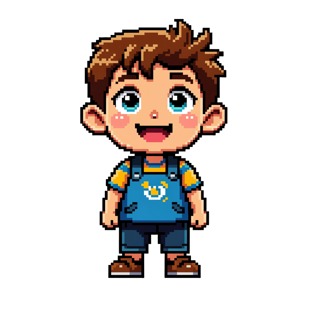 Boy Twitch emote — happy, Pixel Art style