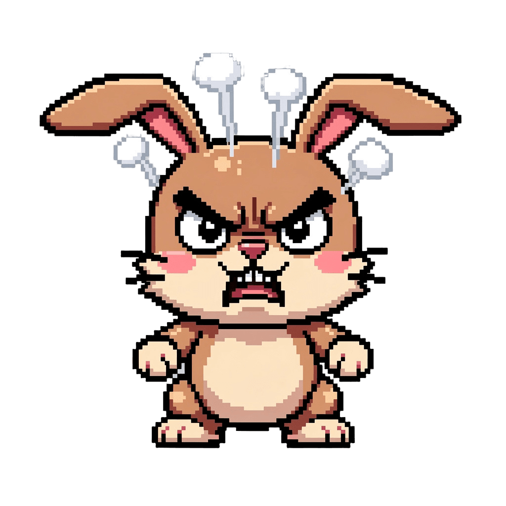 Bunny Twitch emote — angry, Pixel Art style