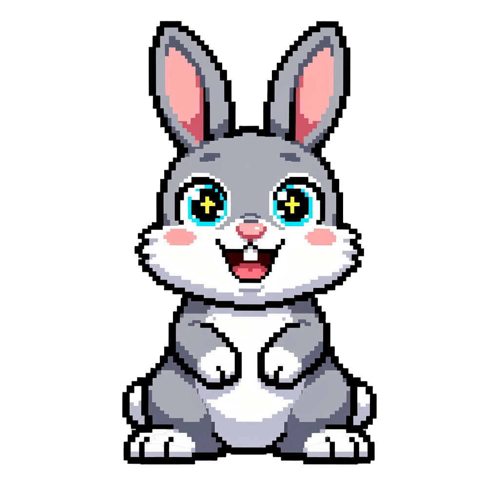 Bunny Twitch emote — happy, Pixel Art style