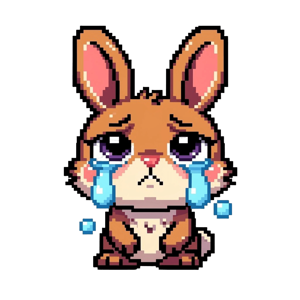 Bunny Twitch emote — sad, Pixel Art style