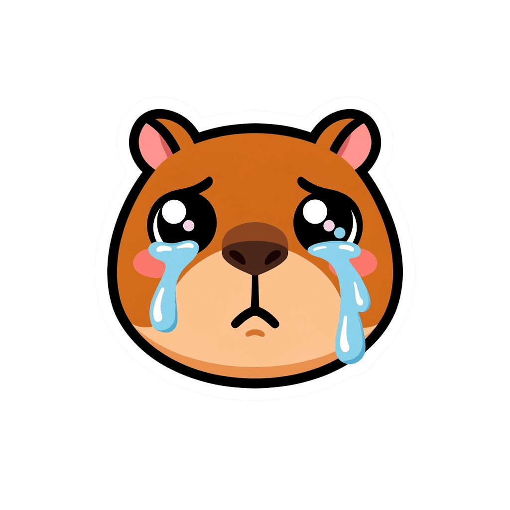 Capybara Twitch emote — sad, Sticker style