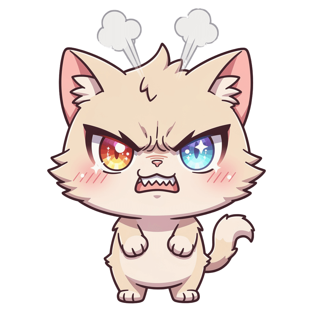 Cat Twitch emote — angry, Anime style