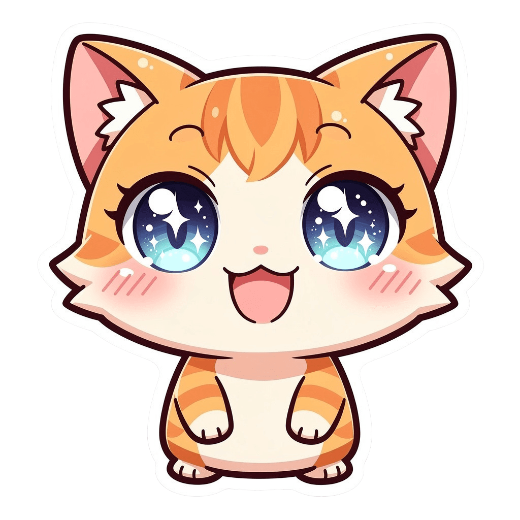 Cat Twitch emote — happy, Anime style