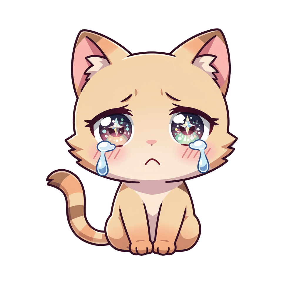 Cat Twitch emote — sad, Anime style
