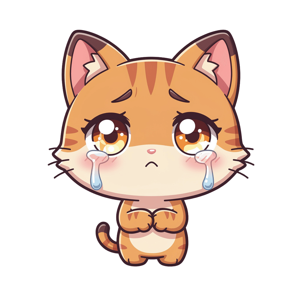 Cat Twitch emote — sad, Chibi style