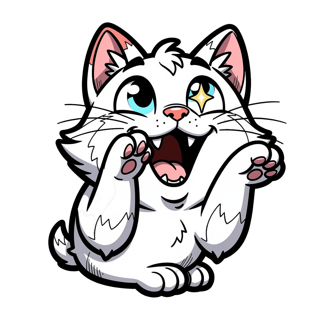 Cat Twitch emote — happy, Comic style