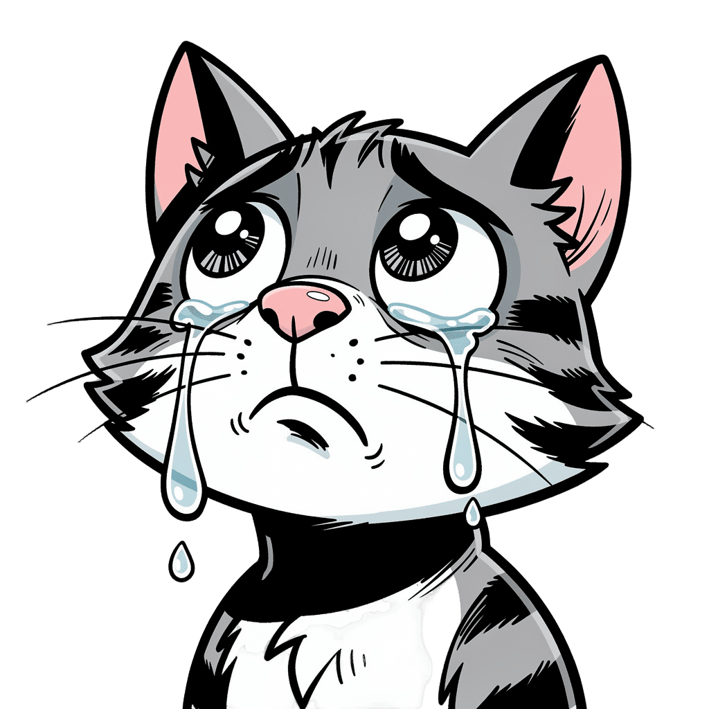 Cat Twitch emote — sad, Comic style