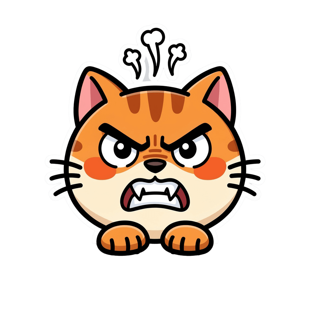 Cat Twitch emote — angry, Sticker style