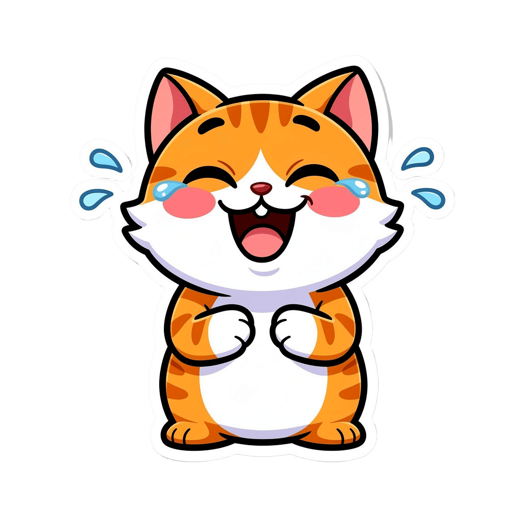 Cat Twitch emote — laughing, Sticker style