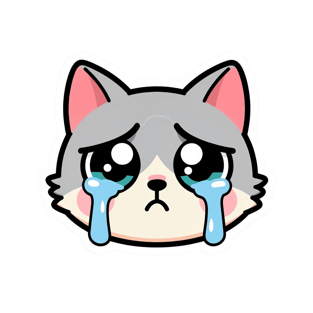 Cat Twitch emote — sad, Sticker style