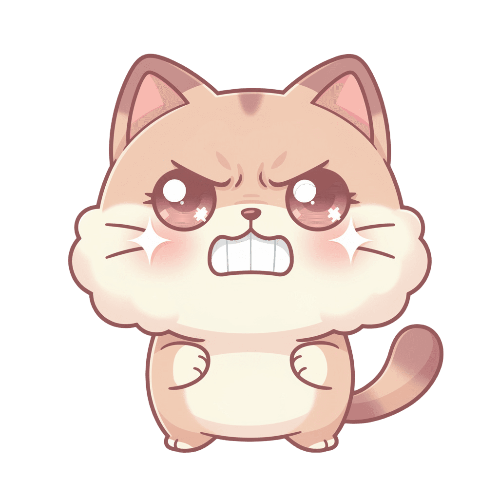 Cat Twitch emote — angry, Kawaii style