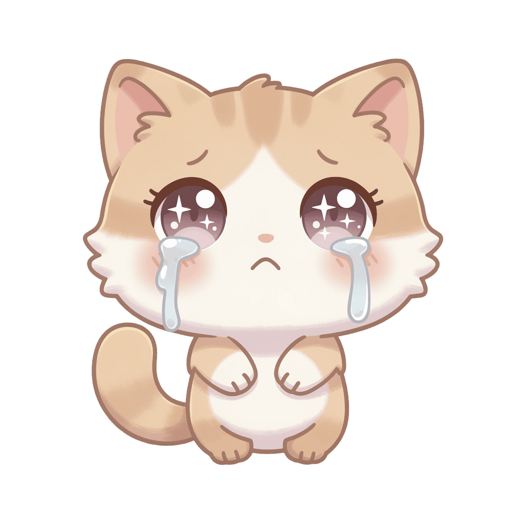 Cat Twitch emote — sad, Kawaii style