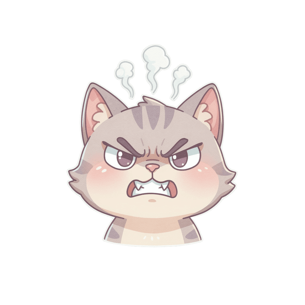 Cat Twitch emote — angry, Pastel style