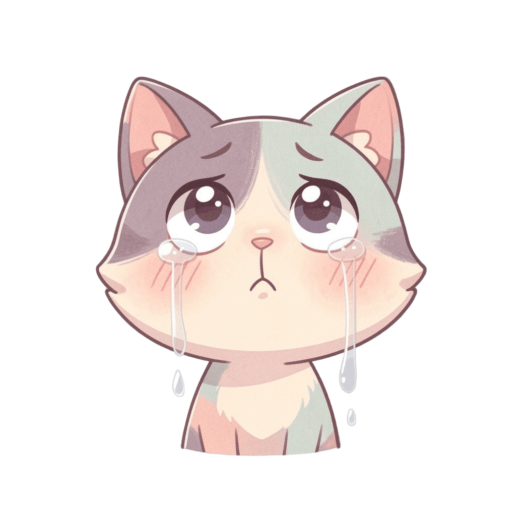 Cat Twitch emote — sad, Pastel style