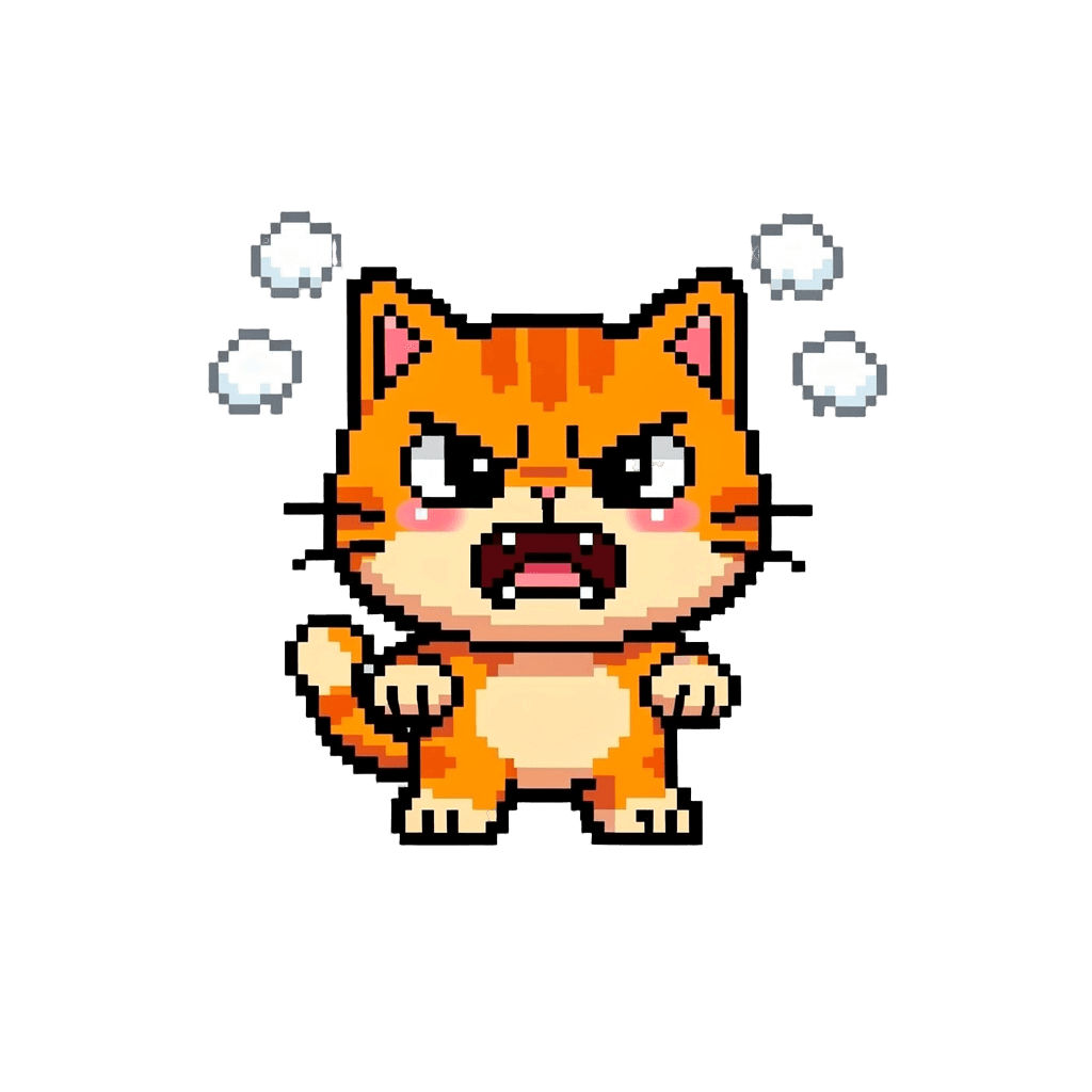 Cat Twitch emote — angry, Pixel Art style