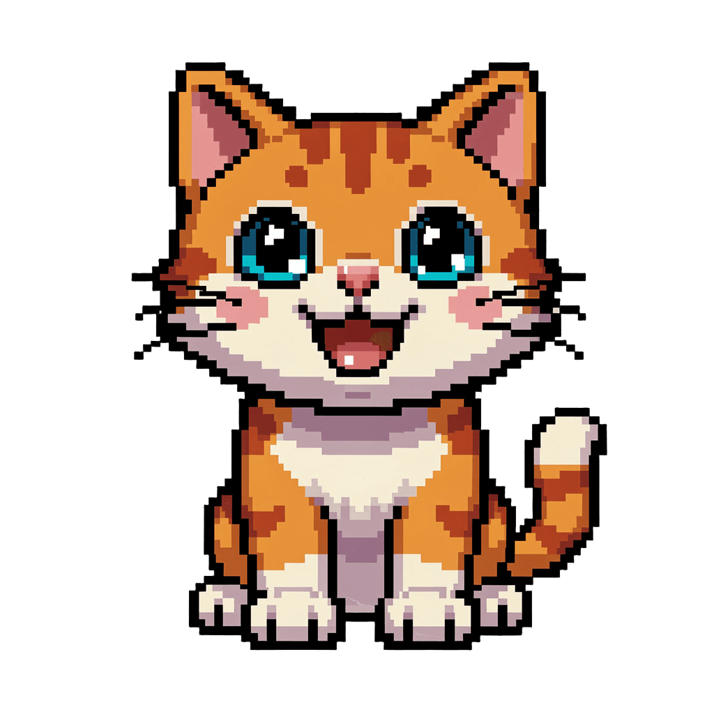 Cat Twitch emote — happy, Pixel Art style