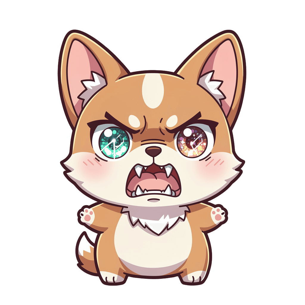 Corgi Twitch emote — angry, Anime style