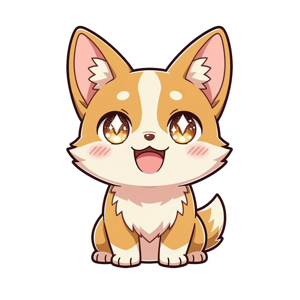Corgi Twitch emote — happy, Anime style