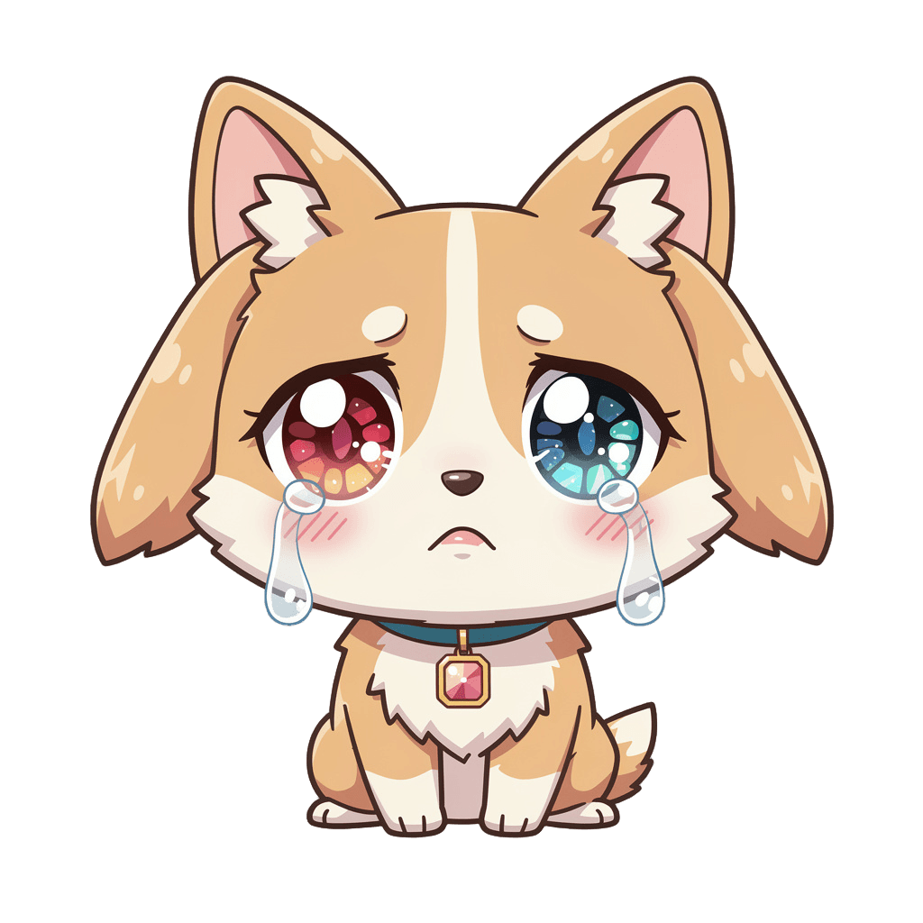 Corgi Twitch emote — sad, Anime style