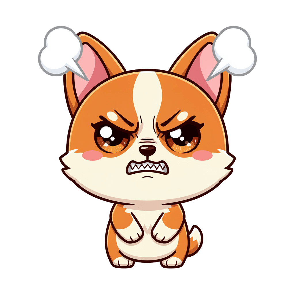 Corgi Twitch emote — angry, Chibi style