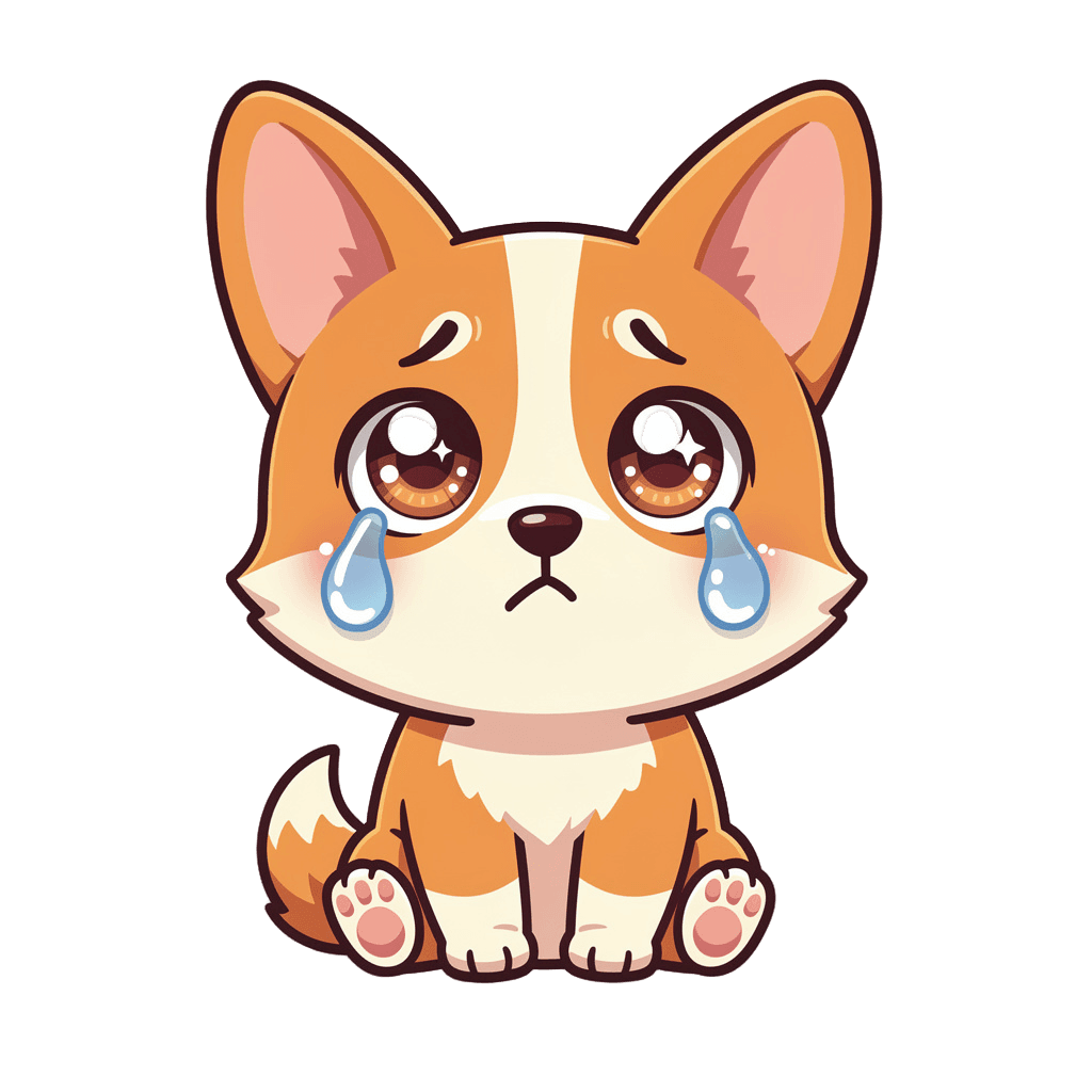 Corgi Twitch emote — sad, Chibi style