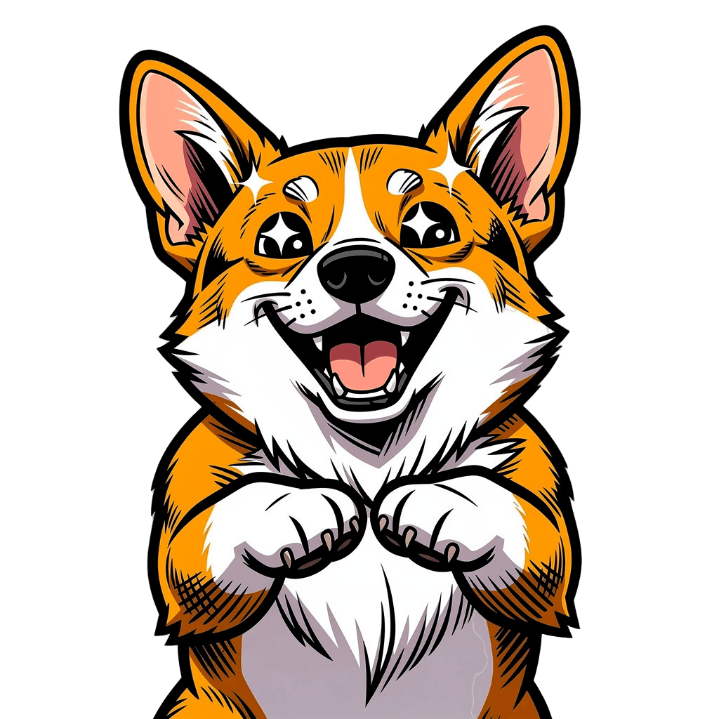 Corgi Twitch emote — happy, Comic style