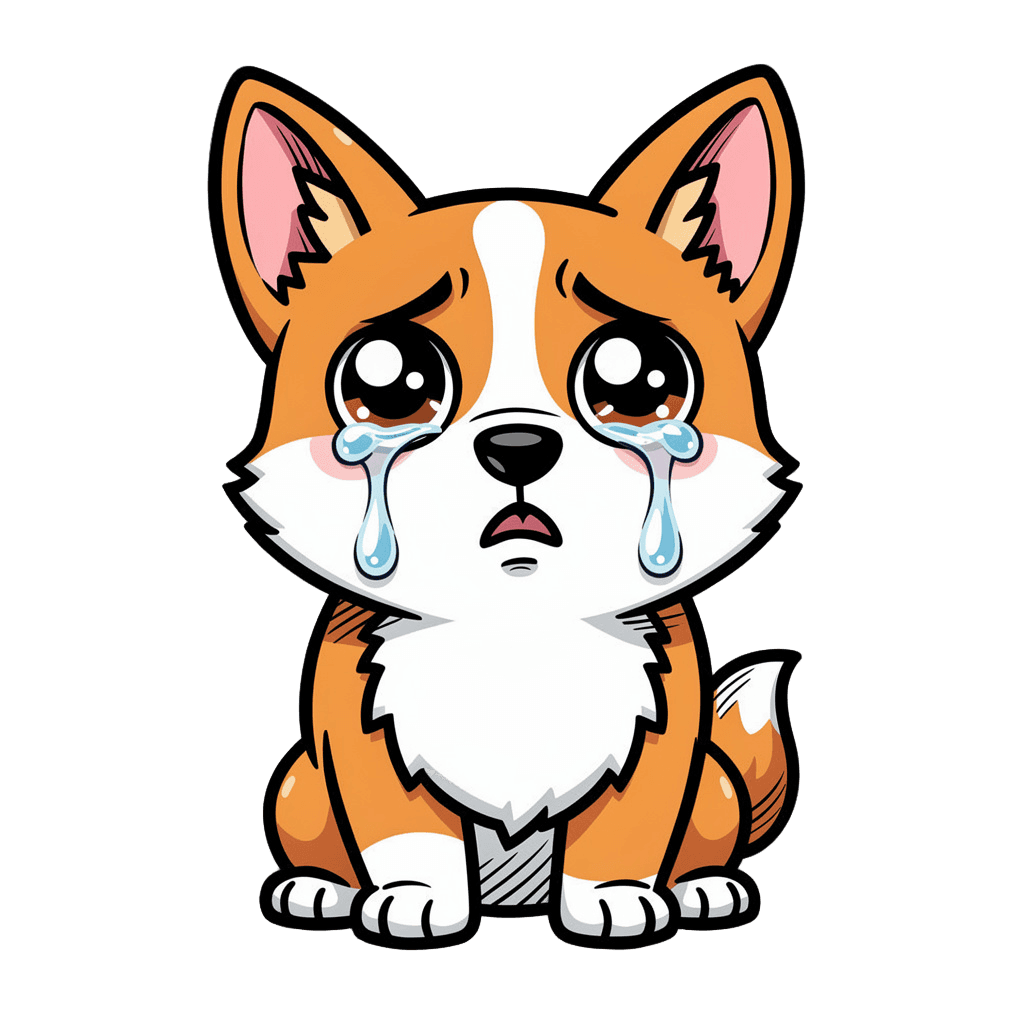 Corgi Twitch emote — sad, Comic style