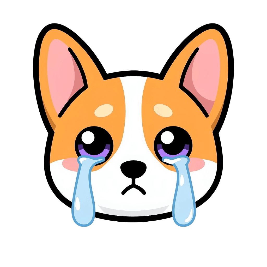 Corgi Twitch emote — sad, Sticker style