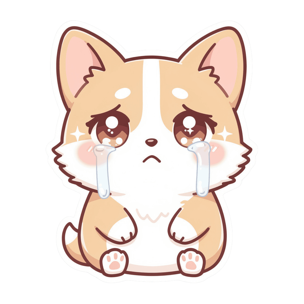 Corgi Twitch emote — sad, Kawaii style