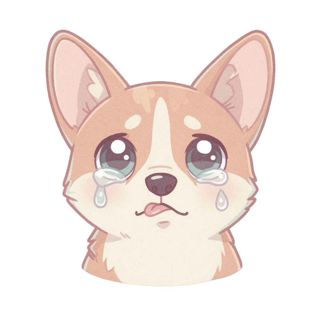 Corgi Twitch emote — sad, Pastel style