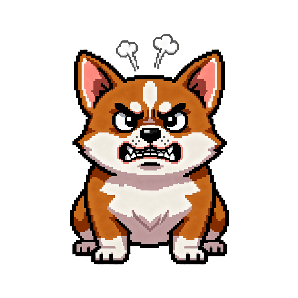Corgi Twitch emote — angry, Pixel Art style