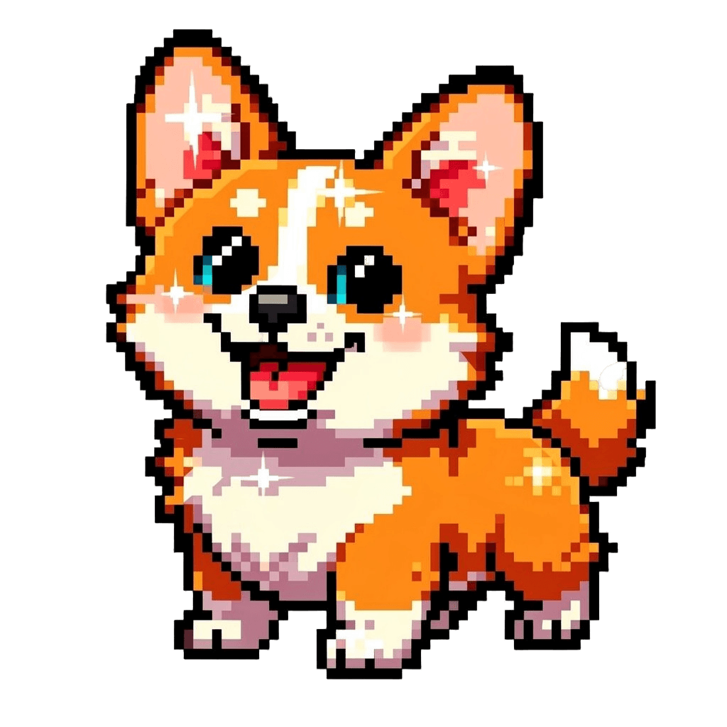 Corgi Twitch emote — happy, Pixel Art style