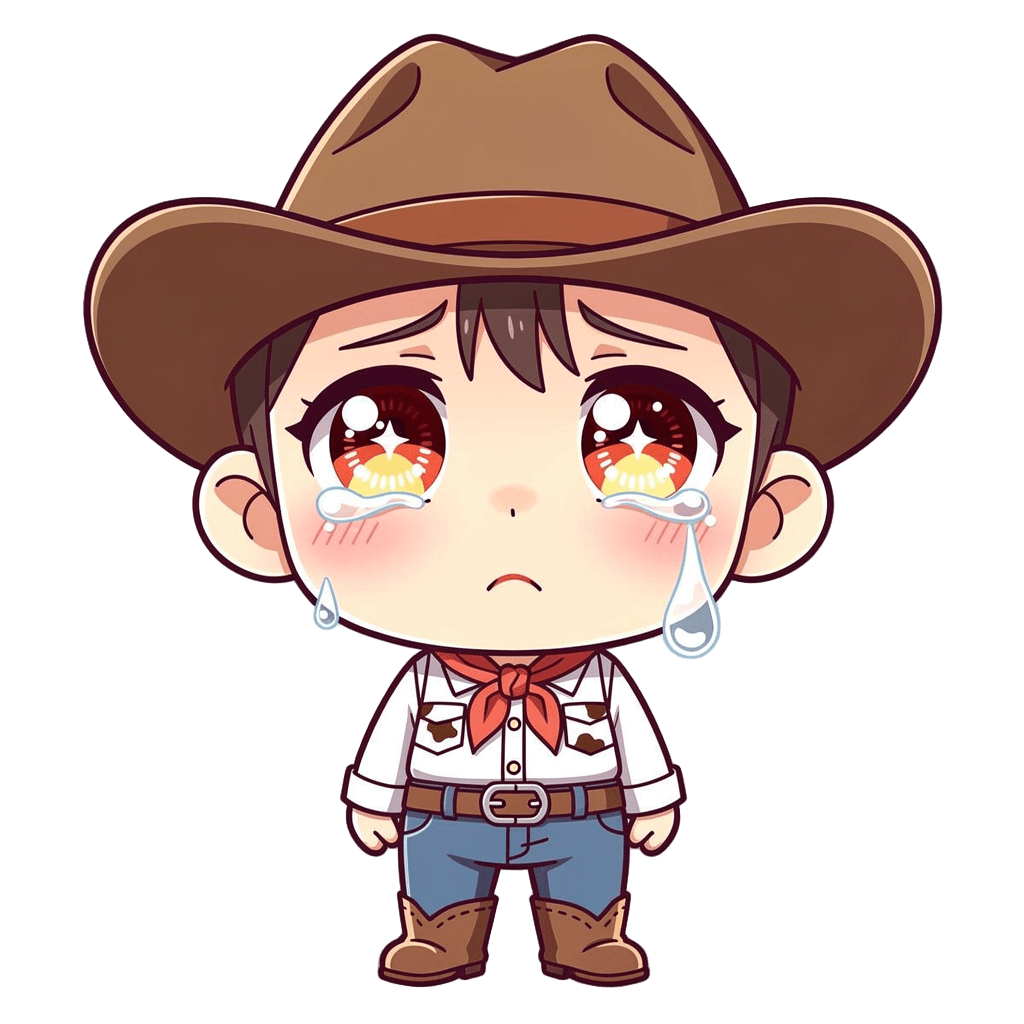 Cowboy Twitch emote — sad, Anime style