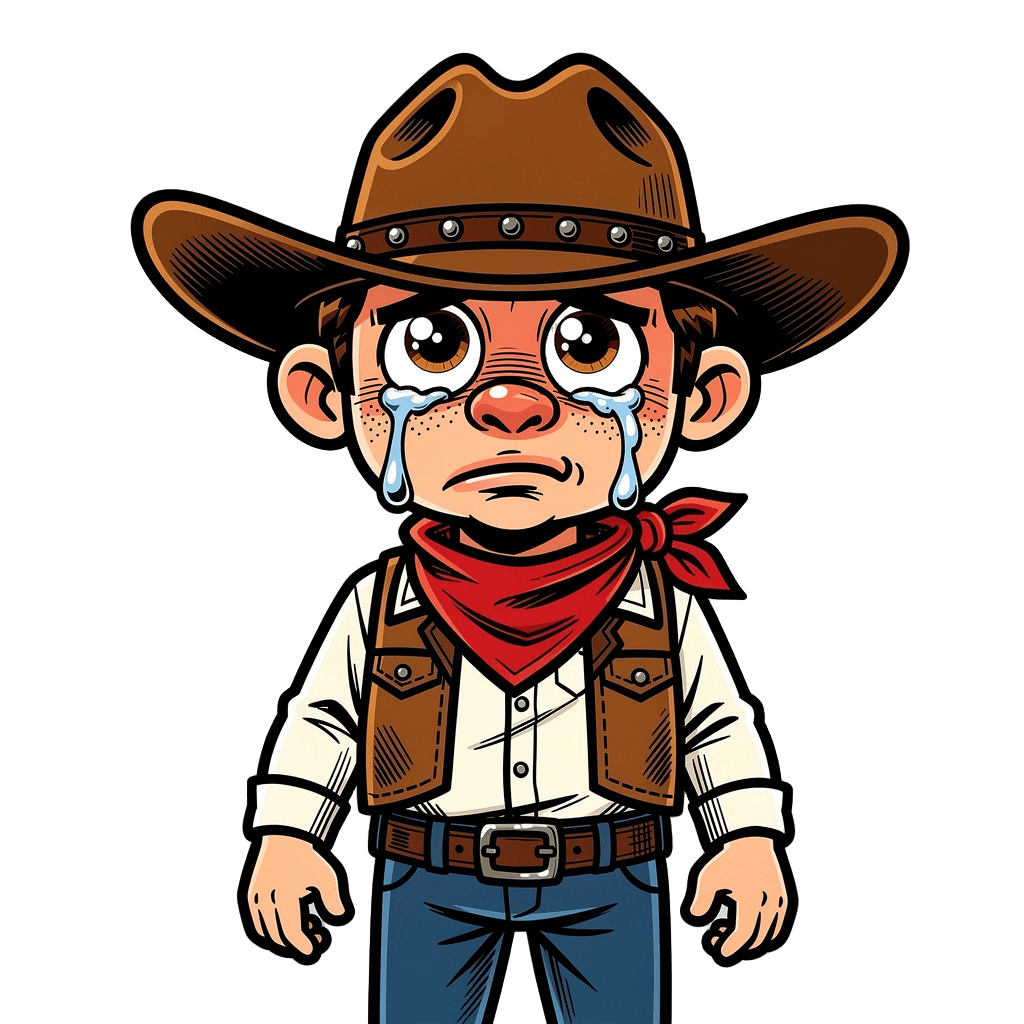 Cowboy Twitch emote — sad, Comic style